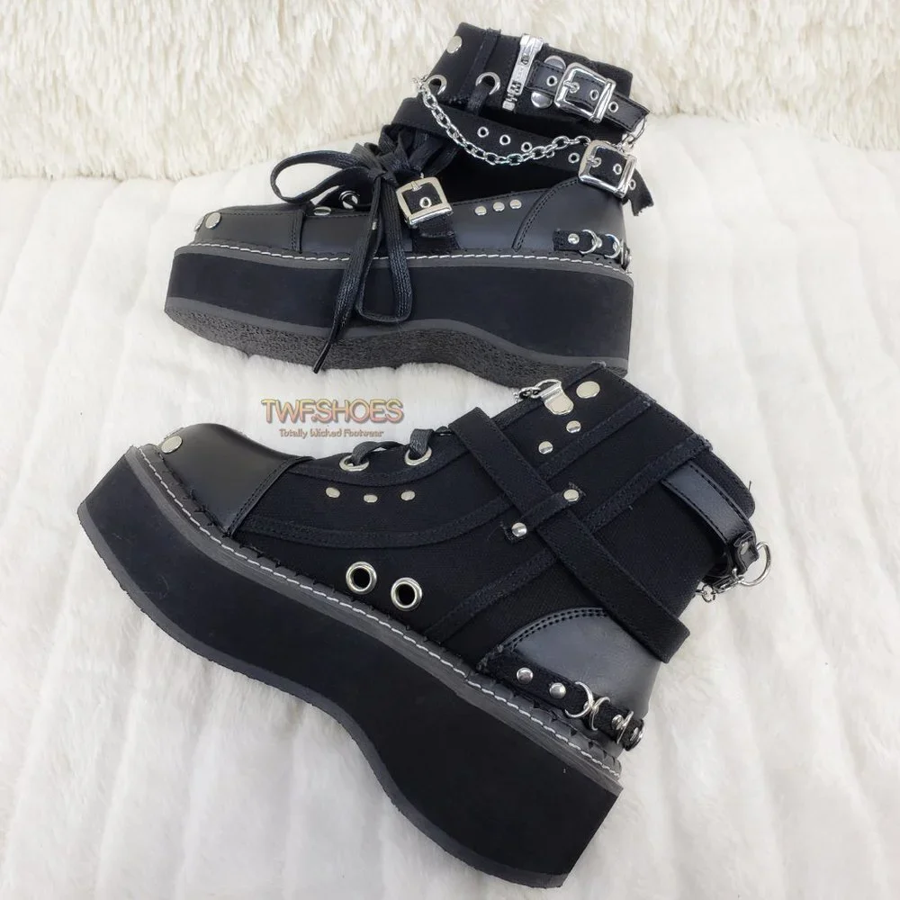 Emily Cut Out Platform Sandal Boots Goth Punk Ankle Boots - Picture 4 of 15